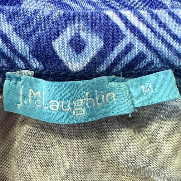 J. MCLAUGHLIN Jana Top Modal Blue Geometric Print Long Sleeve Pullover Stretch M - Picture 6 of 7